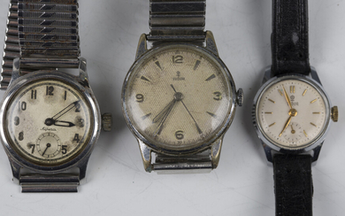 A Tudor chrome plated base metal fronted and steel backed gentleman's wristwatch with signed mo