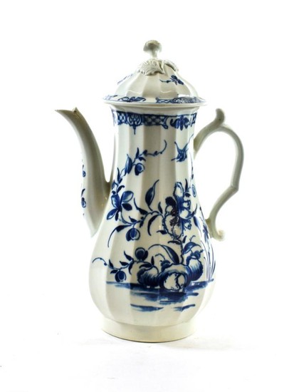 A Worcester Porcelain Coffee Pot and Cover, circa 1765, of...