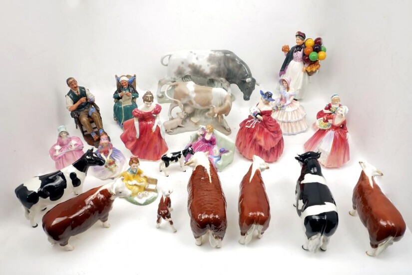 A collection of Beswick pottery cattle to...