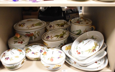 A collection of Royal Worcester 'Evesham' oven to tableware including casserole dishes and serving