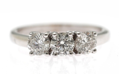 SOLD. A diamond ring set with three diamonds weighing a total of app. 1.22 ct.,...