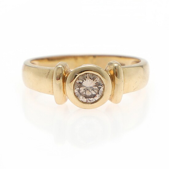 A diamond solitaire ring set with a brilliant-cut diamond weighing app. 0.35 ct., mounted in 14k gold. W. 7 mm. Size 55.