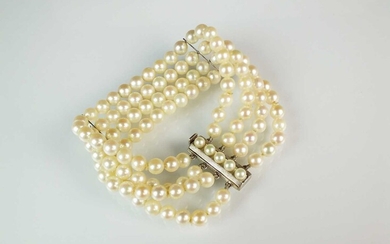A four strand uniform cultured pearl bracelet