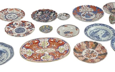 A group of Oriental ceramics, including eight Japanese Imari decorated...