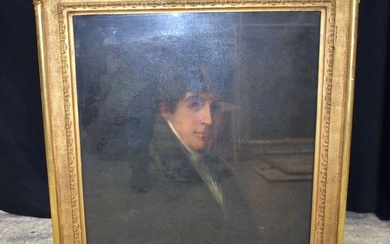 A large 19th Century Oil on canvas portrait of a gentleman 74 x 61 cm.
