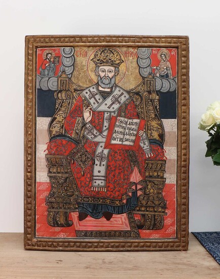 A large icon of St Nicholas Enthroned