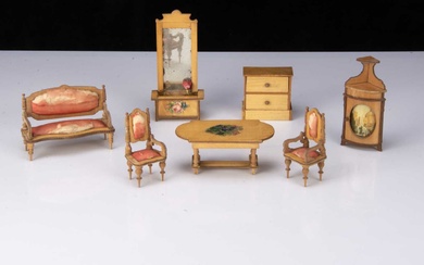 A late 19th century German satinwood dolls’ house set