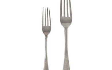 A matched set of fifteen table forks and others