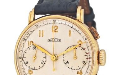 A mid 20th century gold Angelus Big Eyes wrist chronograph