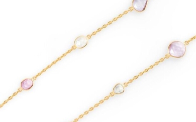 A multi-hued sapphire and eighteen karat gold necklace
