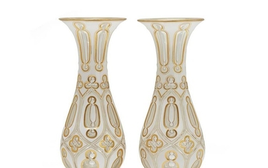A pair Bohemian cut-glass vases