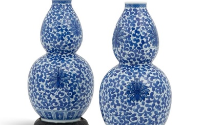 A pair of Chinese double gourd vases