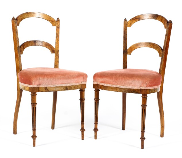 A pair of French walnut salon chairs, 19th century