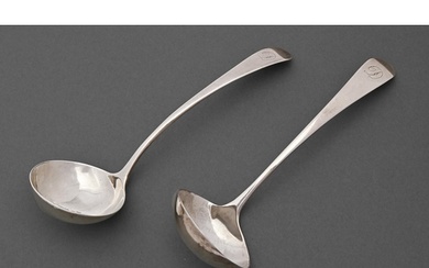 A pair of George III silver sauce ladles, Old English patter...