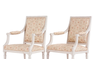 A pair of Gustavian armchairs by J. Lindgren (master in Stockholm 1770-1800).