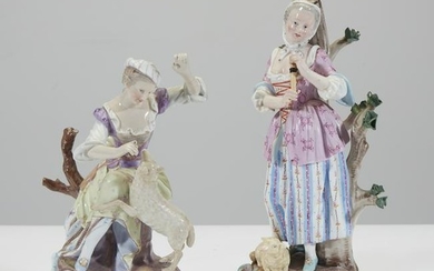 A pair of Meissen porcelain figure of a shepherd and