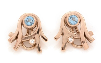 A pair of aquamarine and diamond earrings by Catherine Best