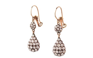 A pair of late 19th century diamond earrings