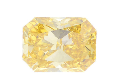 A rectangular-shape natural 'fancy intense orange-yellow' diamond, weighing 0.29ct, with GIA report.
