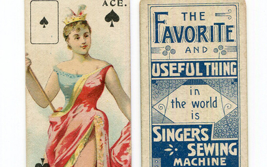 A set of 52 Singer Sewing Machine 'Beauties (Playing Card Inset)' trade cards circa 1898.