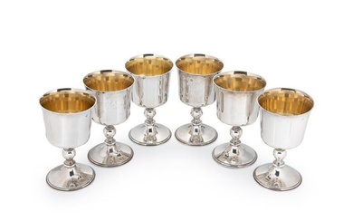 A set of 6 Elizabeth II silver goblets