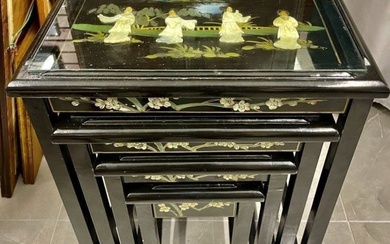 A set of Chinese mother-of-pearl inlaid nesting tables