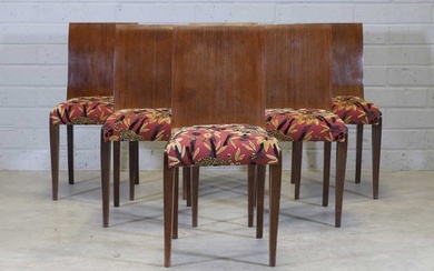 A set of six French Art Deco mahogany chairs