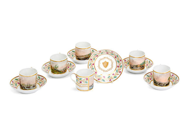A set of six Naples, Poulard Prad, cups and saucers, circa 1820