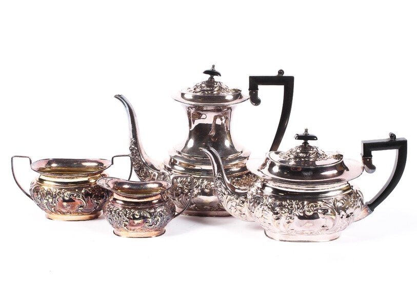 A silver-plated four piece tea service, early 20th century