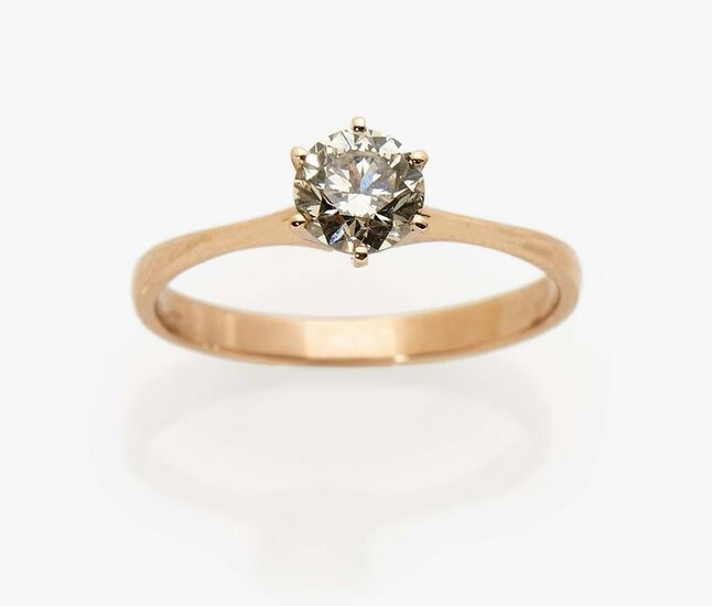 A solitaire brilliant cut diamond ring
