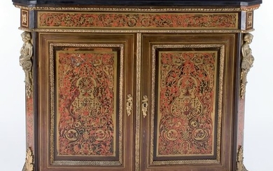 A walnut venereed servante decorated in Boulle style