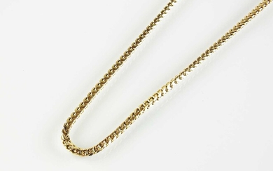 A yellow metal box curb link necklace