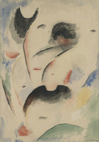 ABRAHAM WALKOWITZ Two works on paper. Abstract Composition, watercolor, 1913. 488x355 mm, 19...
