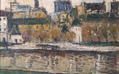 ADRION Lucien (1889-1953) "Bord de Seine" Huile sur toile, signée en bas à droite 38...