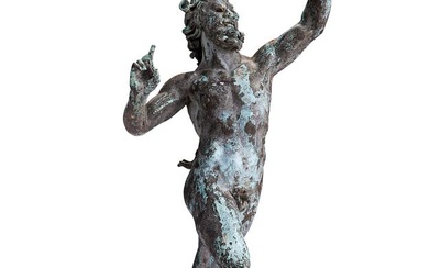 AFTER THE ANTIQUE, A NEAPOLITAN BRONZE FIGURE OF THE DANCING FAUN, LATE 19TH CENTURY