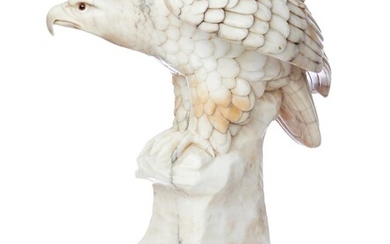 AN ALABASTER LAMP IN THE FORM OF AN EAGLE