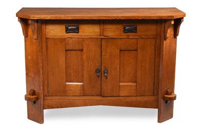AN ARTS AND CRAFTS OAK SIDEBOARD, BY LEE, LONGLAND & CO.
