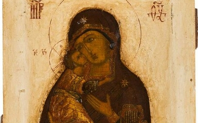 AN ICON SHOWING THE VLADIMIRSKAYA MOTHER OF GOD