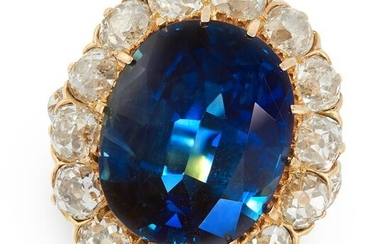 AN IMPORTANT SAPPHIRE AND DIAMOND DRESS RING in 18ct