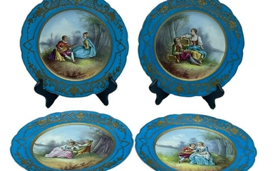 ANTIQUE SEVRES COURTING COUPLES PLATES