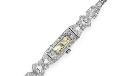 ART DECO DIAMOND COCKTAIL WATCH set with round and