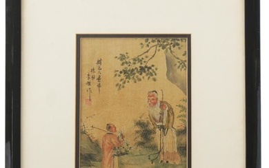 ATTR LI KAN ANTIQUE CHINESE WATERCOLOR PAINTING ON SILK