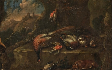 Adriaen de Grijef1657 Leyde - 1722 Bruxelles Nature morte d'une chasse avec des oiseaux tués...