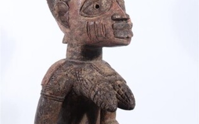 (-), Afrikaanse houten sculptuur van Yorouba vrouw met...