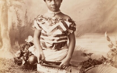 Alfred Burton (1833-1835 ?-1914). Portrait de Fa'amusami Malietoa, jeune fille des îles Samoa, fille du...