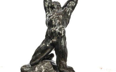 Alfredo Pina (Italian, 1883-1966) Figure en bronze représentant le 'Suprême effort ou Dernier effort', vers...