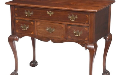 American Chippendale Style Inlaid Mahogany Dressing Table