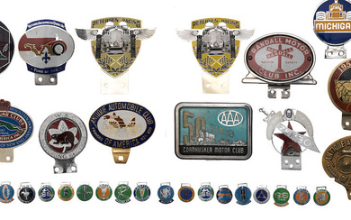 American and Canadian motor club car badges and key fobs,...