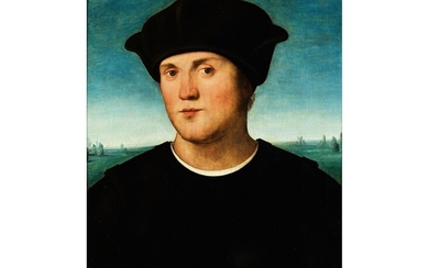 Amico Aspertini, 1475 Bologna – 1552 ebenda, Bildnis eines jungen Mannes vor weiter Landschaft