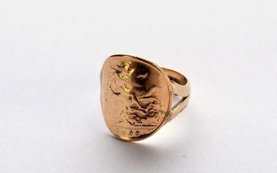 An Edward VII half sovereign set ring